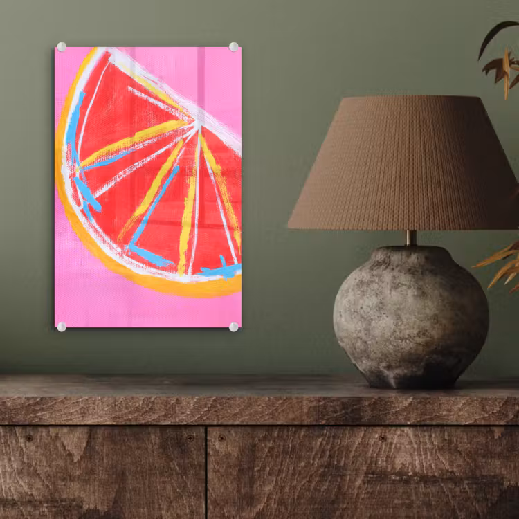 Glas schilderij - Grapefruit - Geschilderd - Roze - Strepen — 4