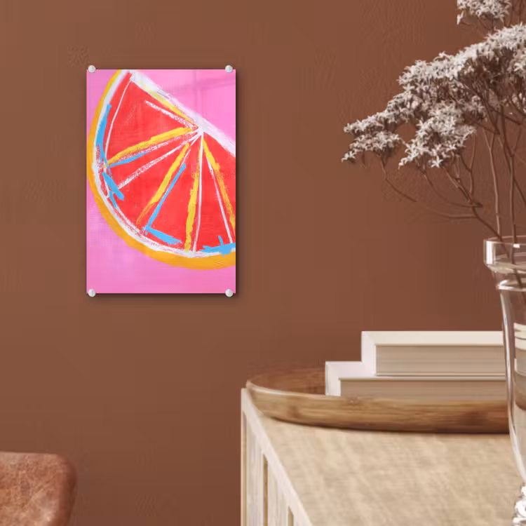 Glas schilderij - Grapefruit - Geschilderd - Roze - Strepen — 6