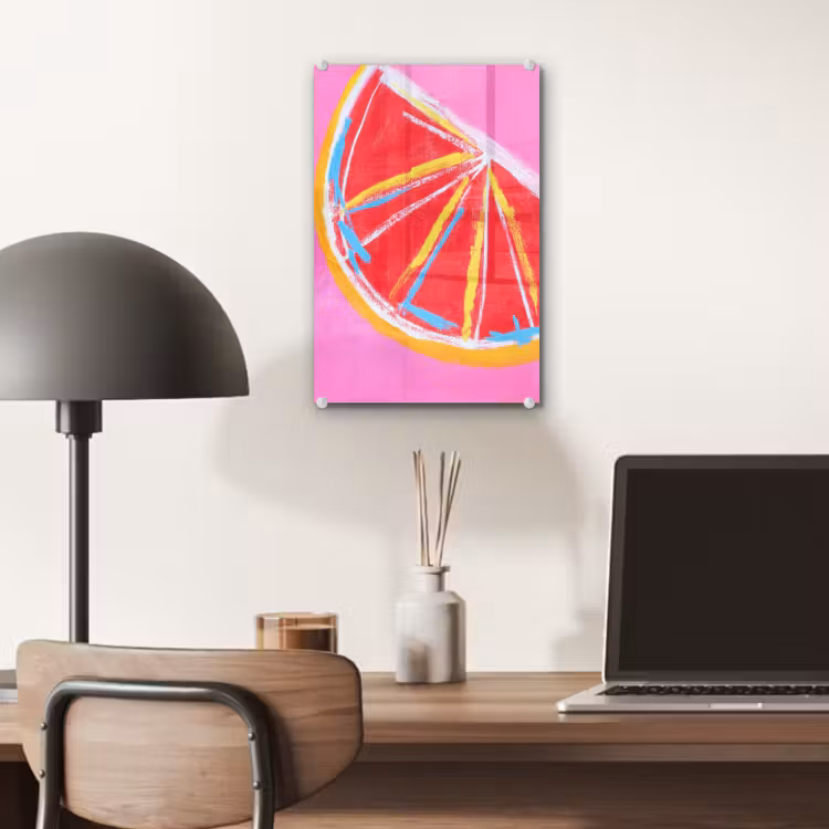 Glas schilderij - Grapefruit - Geschilderd - Roze - Strepen — 7