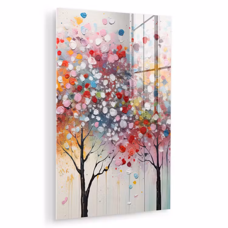 Glas schilderij - Kunst - Bomen - Natuur - Acryl — 1