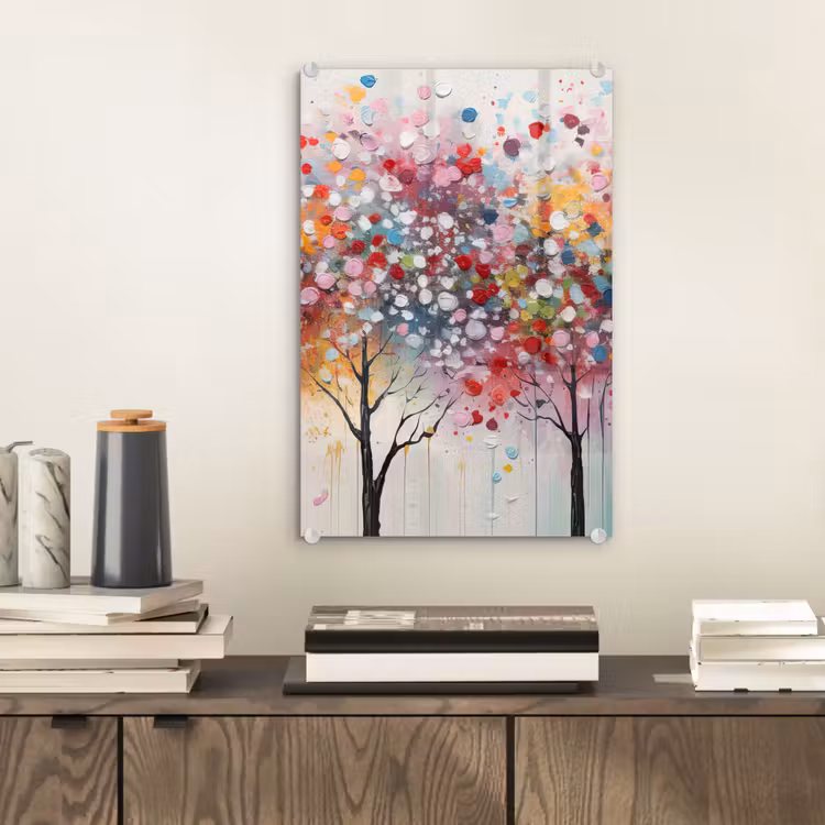 Glas schilderij - Kunst - Bomen - Natuur - Acryl — 2