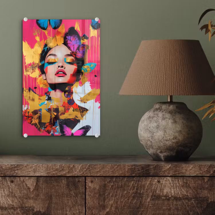 Glas schilderij - Vrouw - Abstract - Kleurrijk — 4