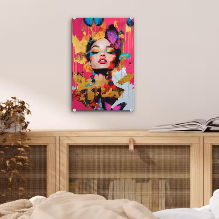 Glas schilderij - Vrouw - Abstract - Kleurrijk — 5