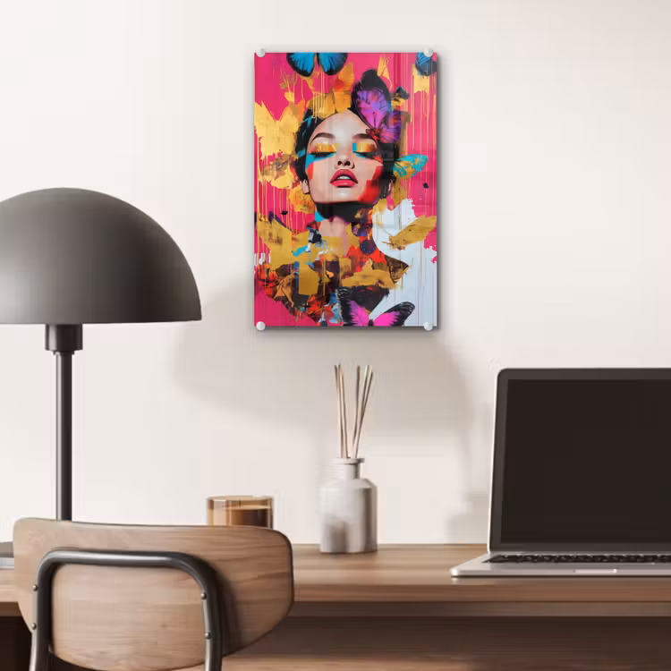 Glas schilderij - Vrouw - Abstract - Kleurrijk — 7