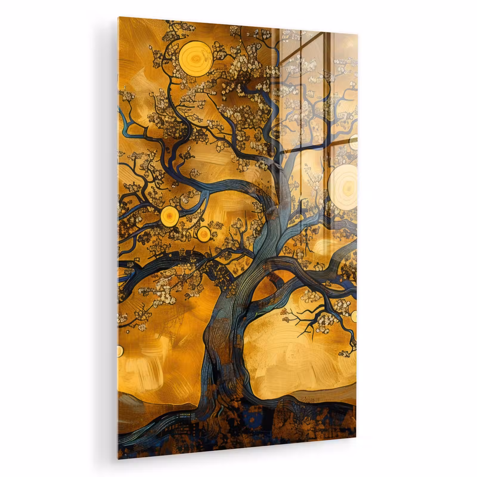 Glas schilderij - Boom - Levensboom - Abstract - Goud — 1
