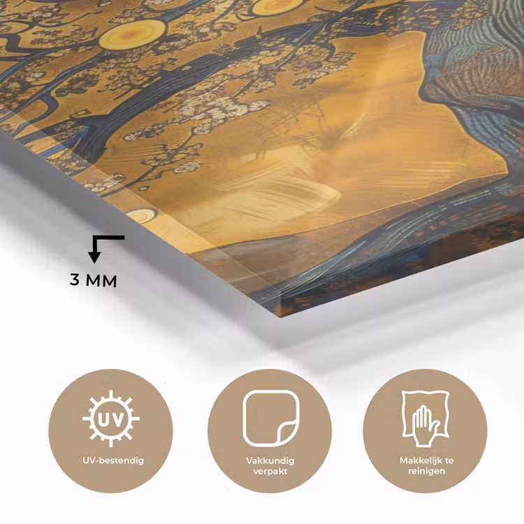 Glas schilderij - Boom - Levensboom - Abstract - Goud — 3