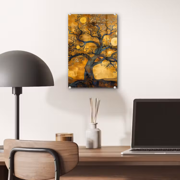 Glas schilderij - Boom - Levensboom - Abstract - Goud — 7