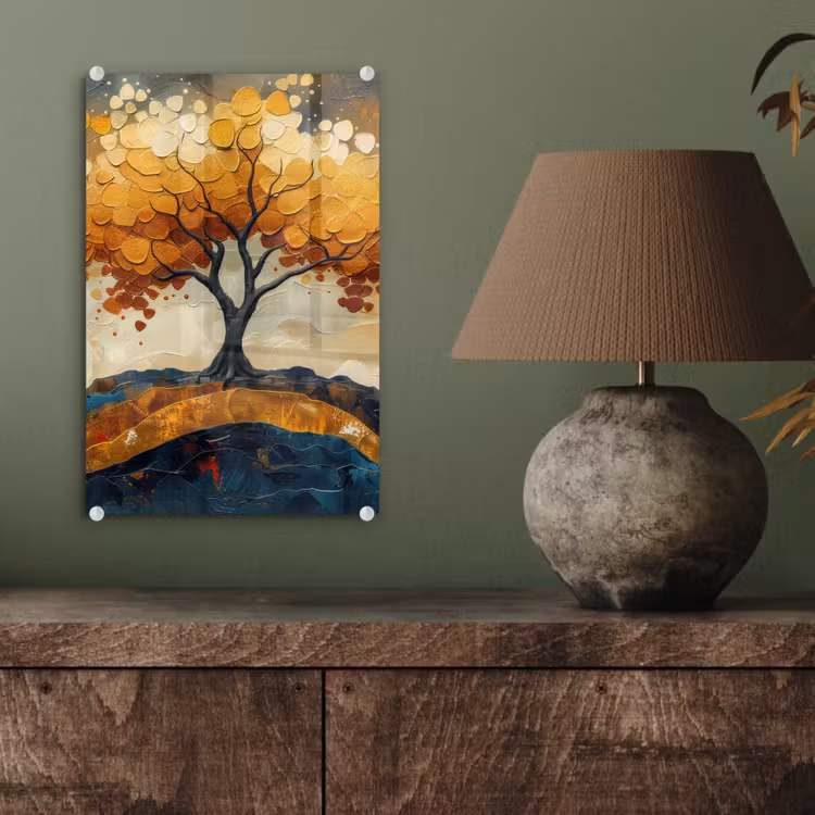 Glas schilderij - Boom - Natuur - Goud - Modern — 4