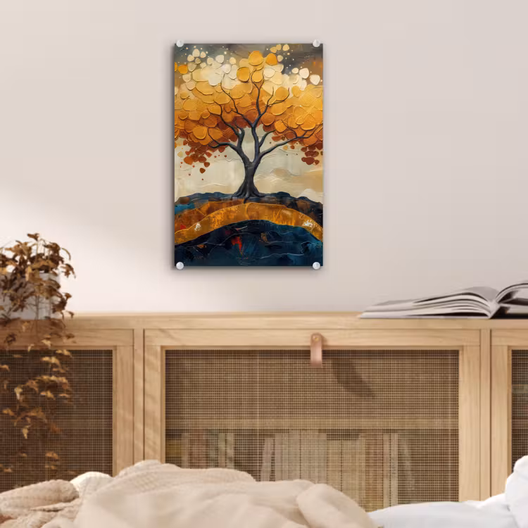 Glas schilderij - Boom - Natuur - Goud - Modern — 5