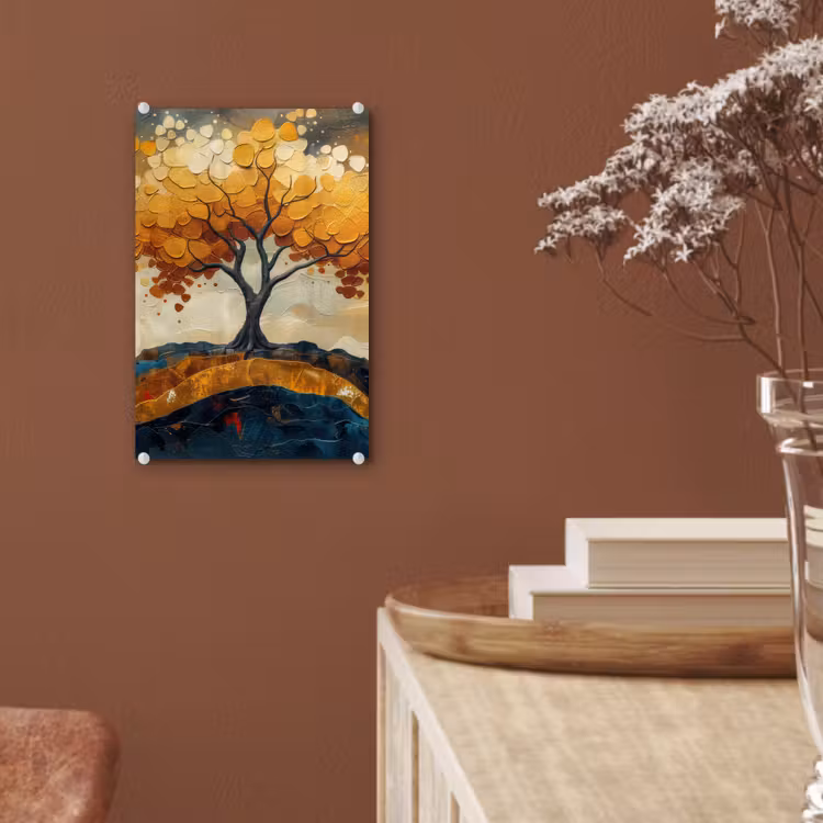 Glas schilderij - Boom - Natuur - Goud - Modern — 6
