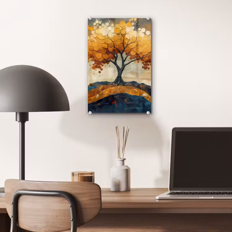 Glas schilderij - Boom - Natuur - Goud - Modern — 7