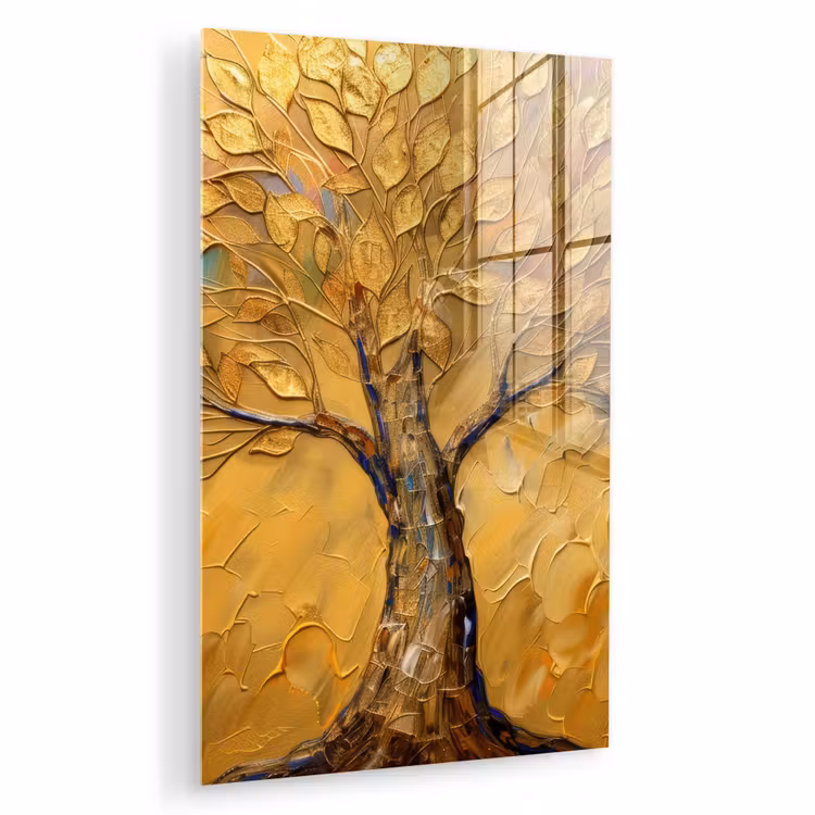 Glas schilderij - Goud - Boom - Abstract - Modern — 1