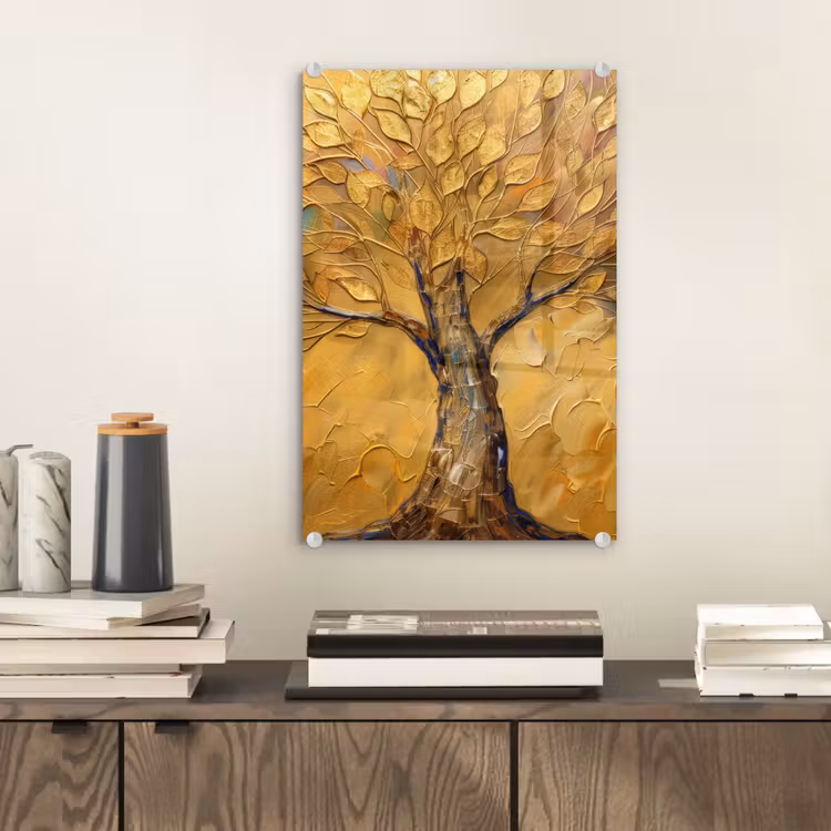 Glas schilderij - Goud - Boom - Abstract - Modern — 2