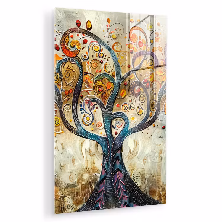 Glas schilderij - Kunst - Levensboom - Botanisch - Abstract — 1