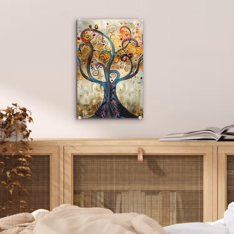 Glas schilderij - Kunst - Levensboom - Botanisch - Abstract — 5