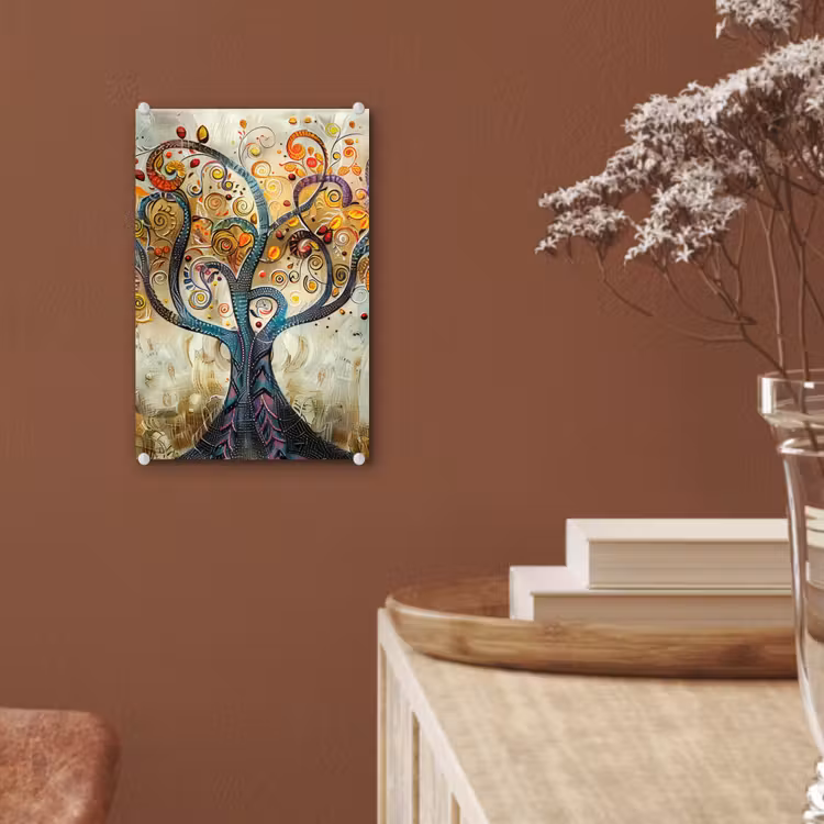 Glas schilderij - Kunst - Levensboom - Botanisch - Abstract — 6