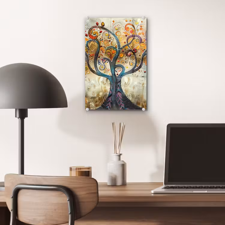 Glas schilderij - Kunst - Levensboom - Botanisch - Abstract — 7