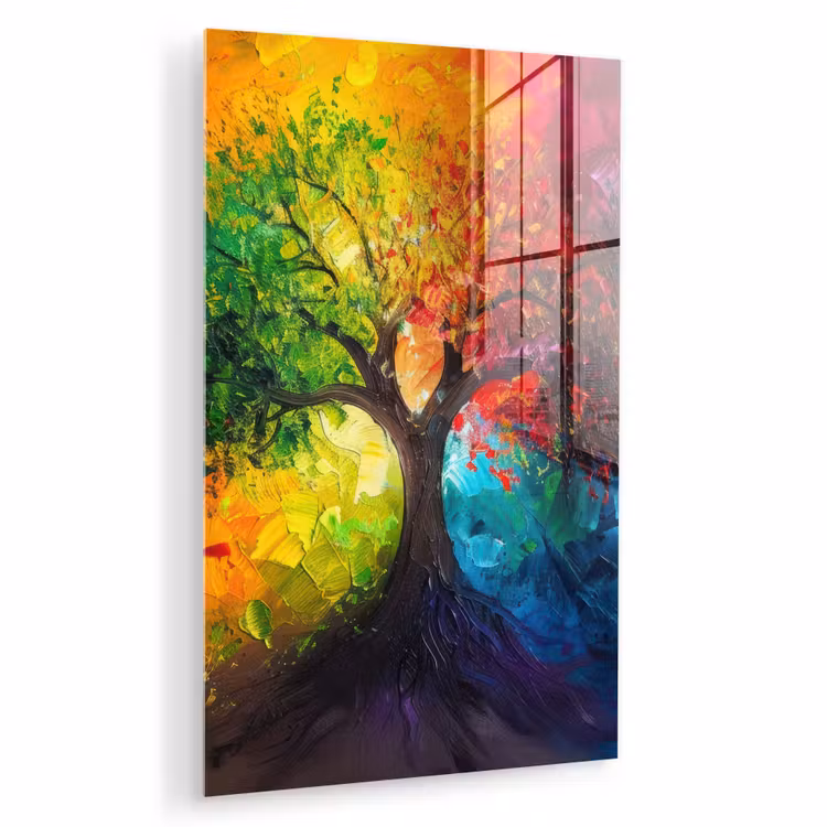 Glas schilderij - Boom - Kleurrijk - Modern - Abstract — 1