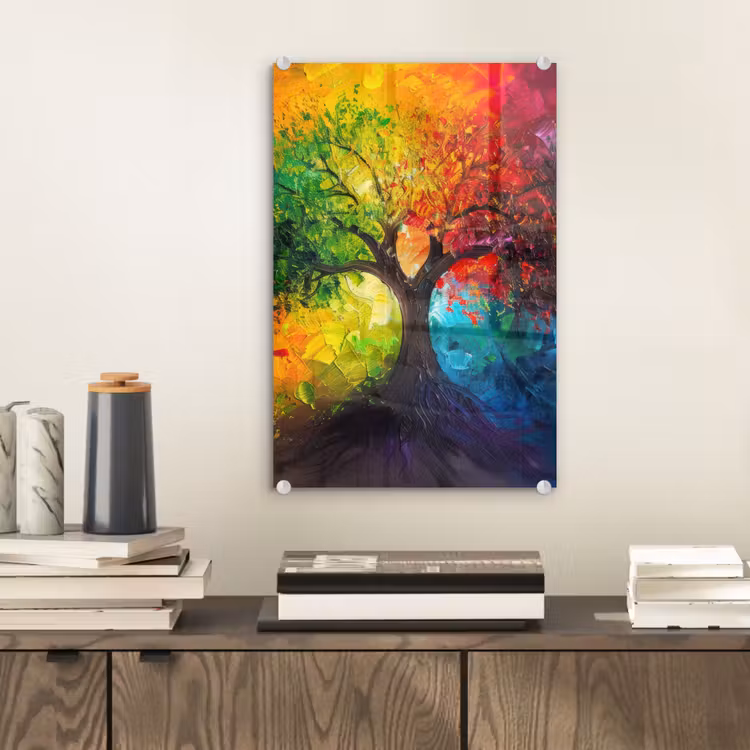 Glas schilderij - Boom - Kleurrijk - Modern - Abstract — 2