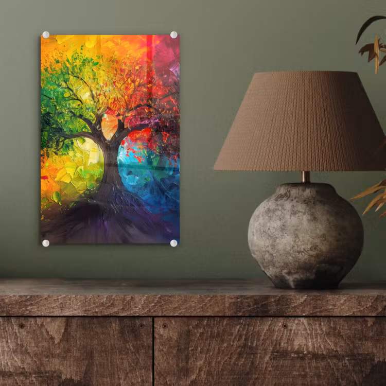 Glas schilderij - Boom - Kleurrijk - Modern - Abstract — 4