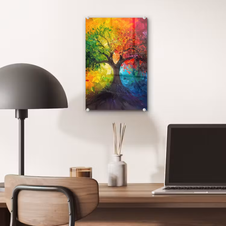 Glas schilderij - Boom - Kleurrijk - Modern - Abstract — 7