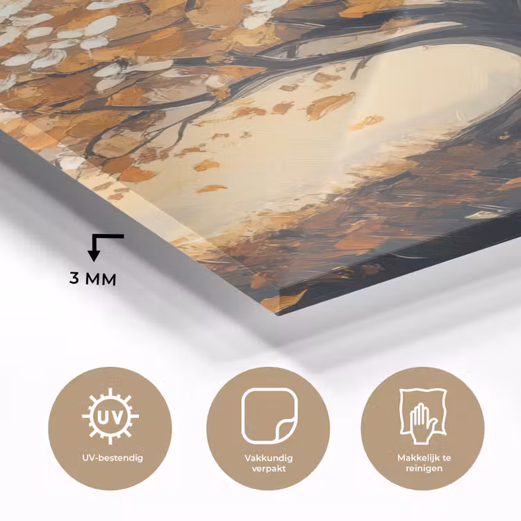 Glas schilderij - Herfst - Boom - Oranje - Bladeren - Levensboom - Abstract — 3