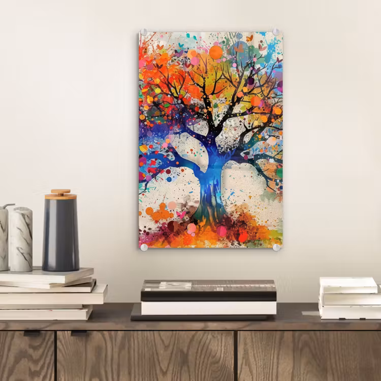 Glas schilderij - Levensboom - Natuur - Kleurrijk - Boom — 2