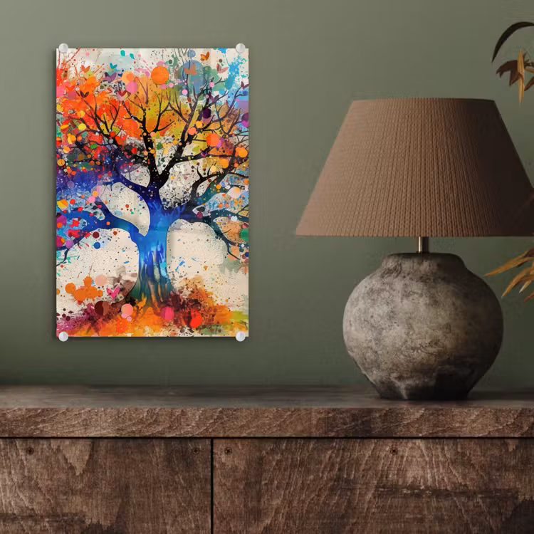Glas schilderij - Levensboom - Natuur - Kleurrijk - Boom — 4
