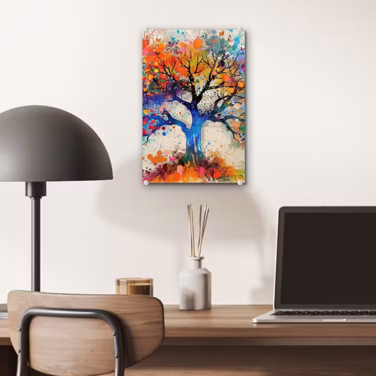 Glas schilderij - Levensboom - Natuur - Kleurrijk - Boom — 7