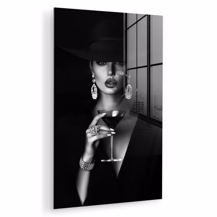 Glas schilderij - Vrouw - Cocktail - Chic — 1