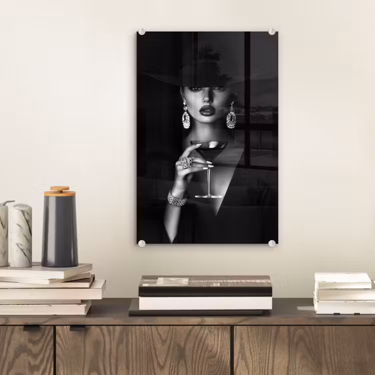 Glas schilderij - Vrouw - Cocktail - Chic — 2