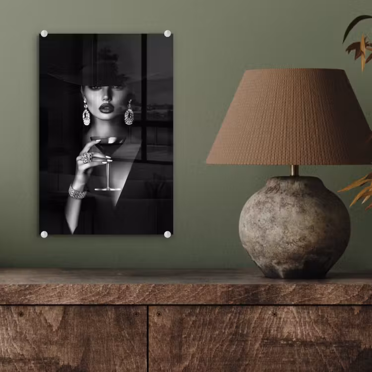 Glas schilderij - Vrouw - Cocktail - Chic — 4