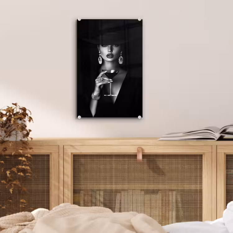 Glas schilderij - Vrouw - Cocktail - Chic — 5