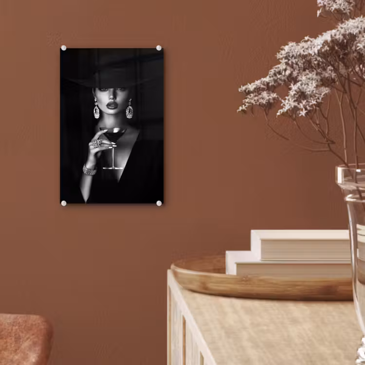 Glas schilderij - Vrouw - Cocktail - Chic — 6