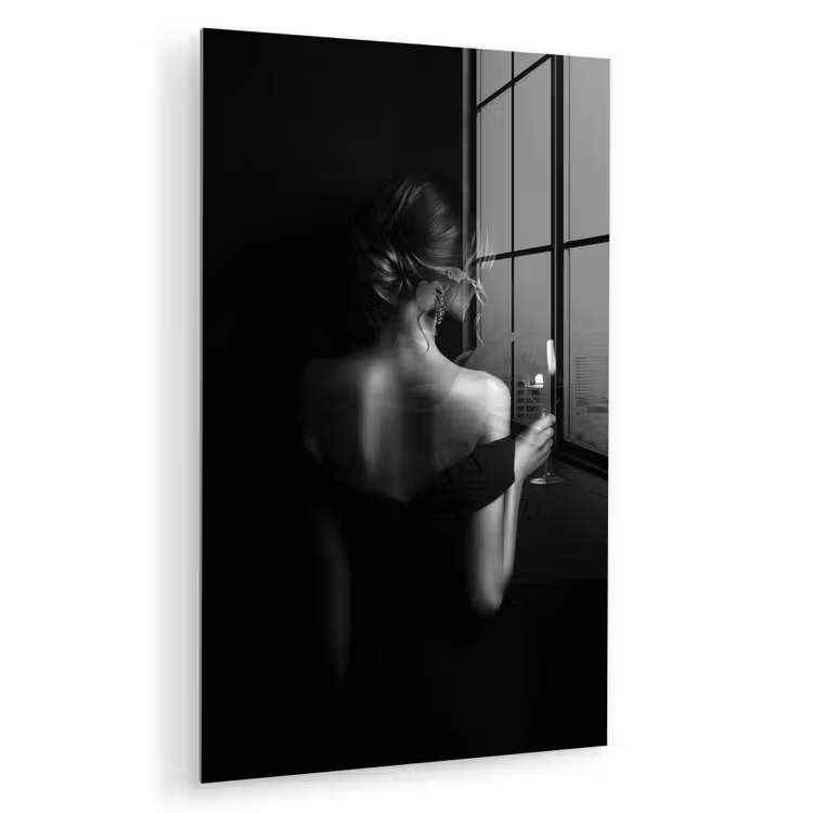 Glas schilderij - Vrouw - Wijn - Jurk — 1