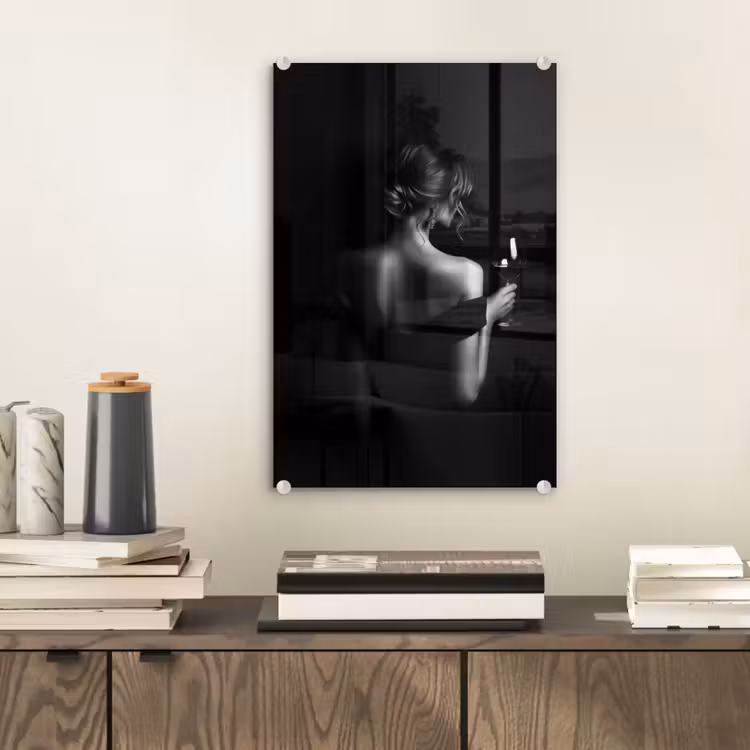 Glas schilderij - Vrouw - Wijn - Jurk — 2