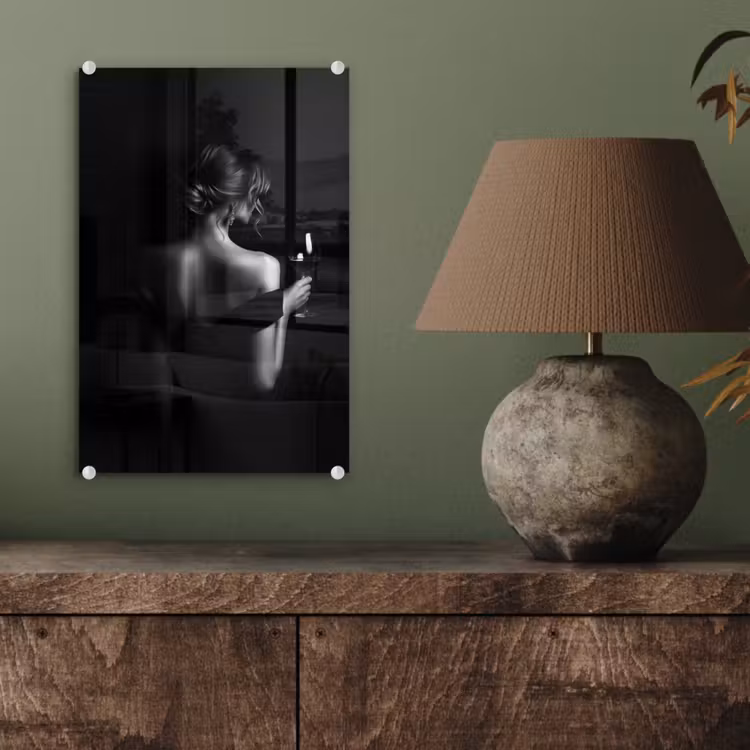 Glas schilderij - Vrouw - Wijn - Jurk — 4