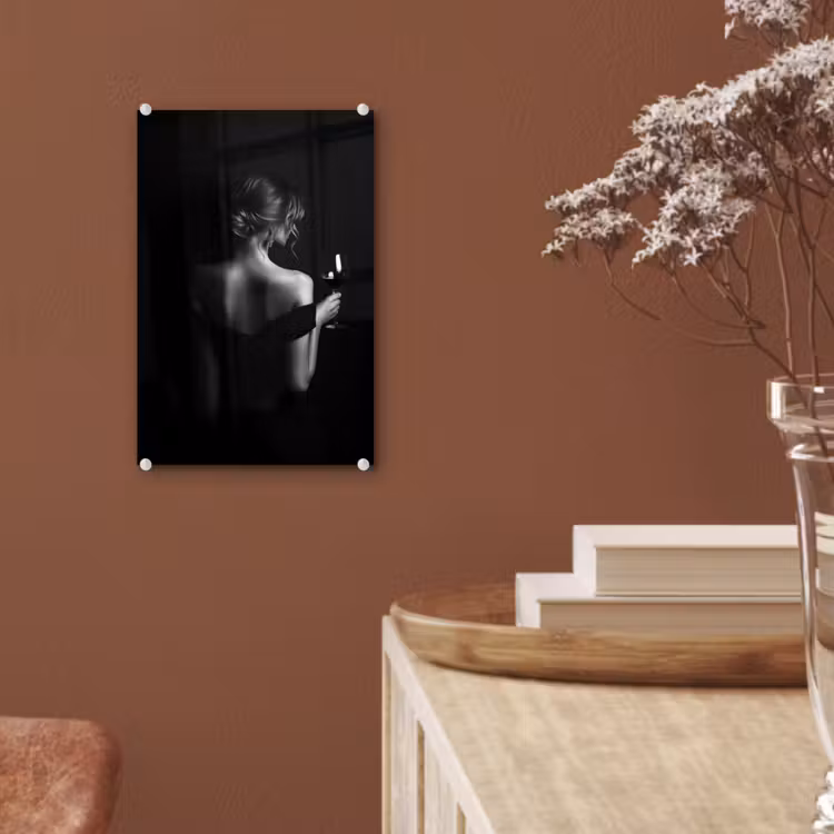 Glas schilderij - Vrouw - Wijn - Jurk — 6