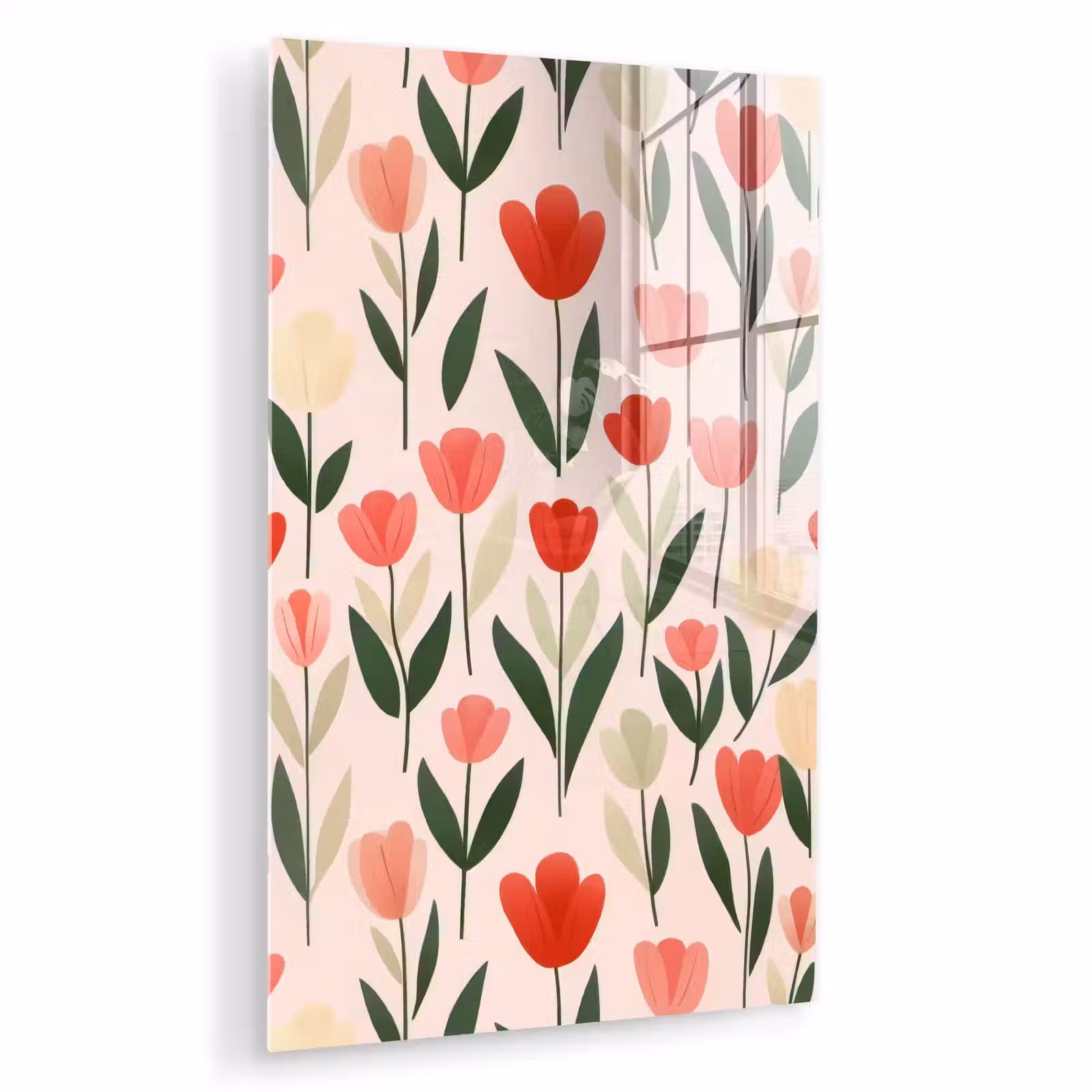 Glas schilderij - Tulpen - Modern - Roze — 1