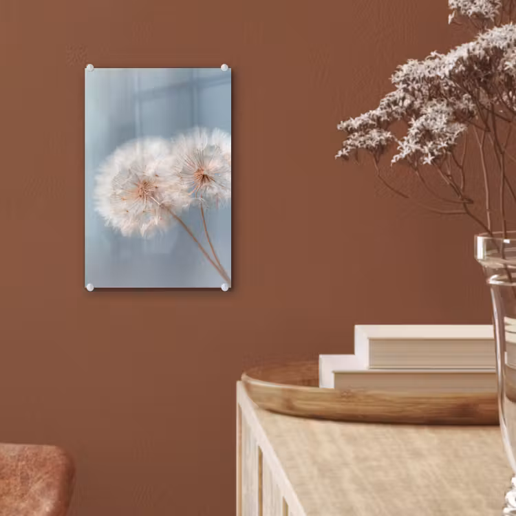 Glas schilderij - Paardenbloemen - Pluisjes - Wit — 6