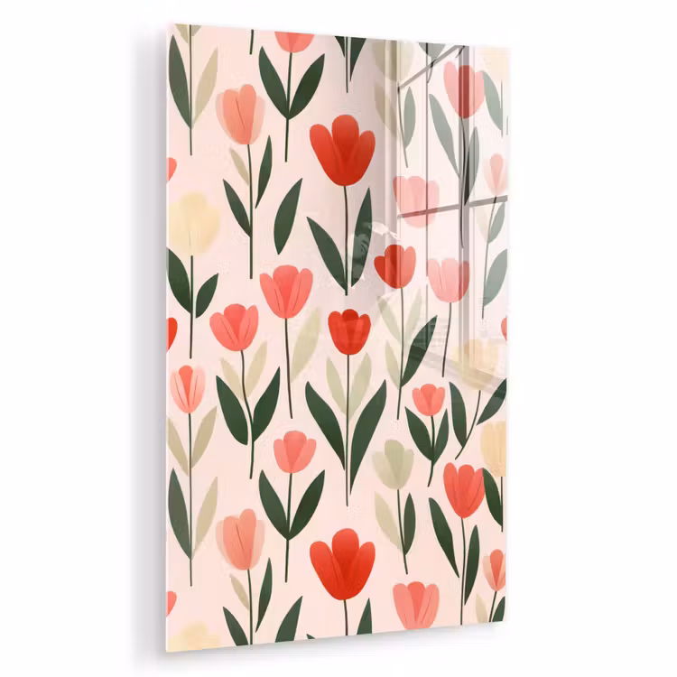 Glas schilderij - Tulpen - Modern - Roze — 1