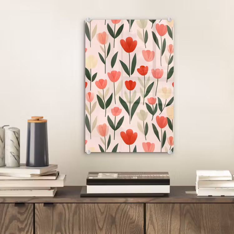 Glas schilderij - Tulpen - Modern - Roze — 2