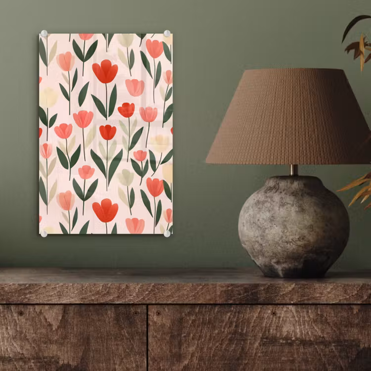 Glas schilderij - Tulpen - Modern - Roze — 4