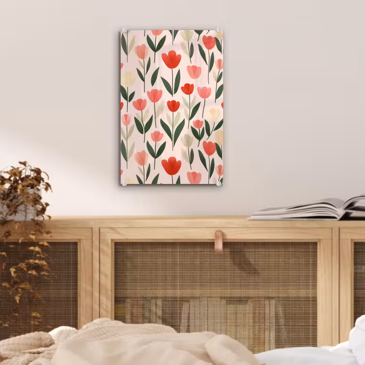 Glas schilderij - Tulpen - Modern - Roze — 5