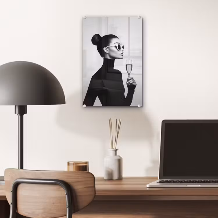 Glas schilderij - Vrouw - Champagne - Modern — 7