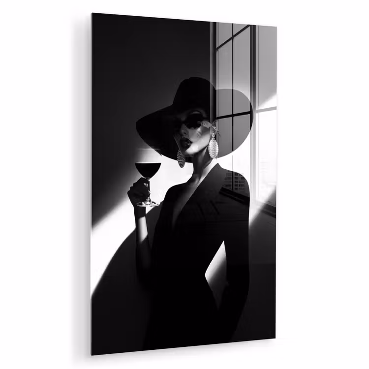 Glas schilderij - Vrouw - Wijn - Chic — 1