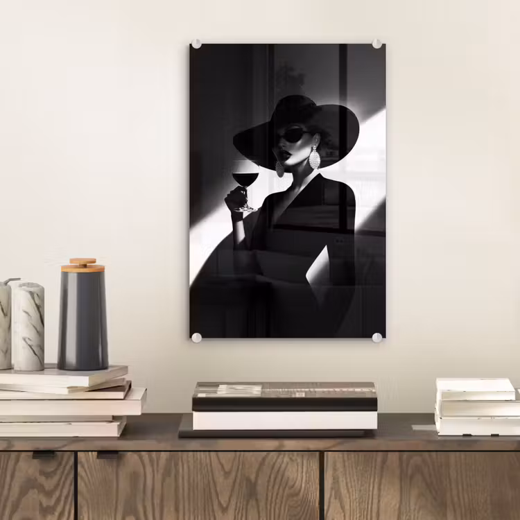 Glas schilderij - Vrouw - Wijn - Chic — 2