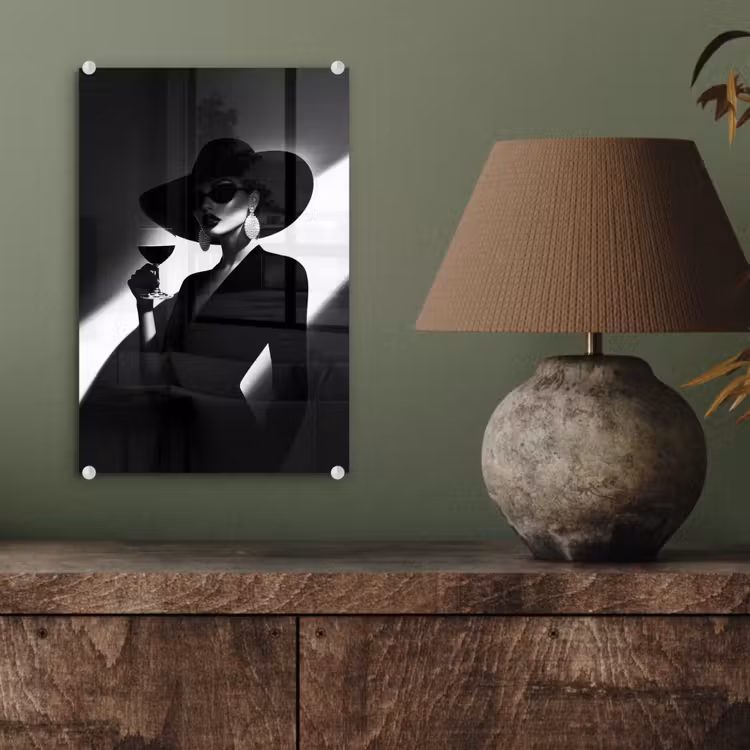 Glas schilderij - Vrouw - Wijn - Chic — 4