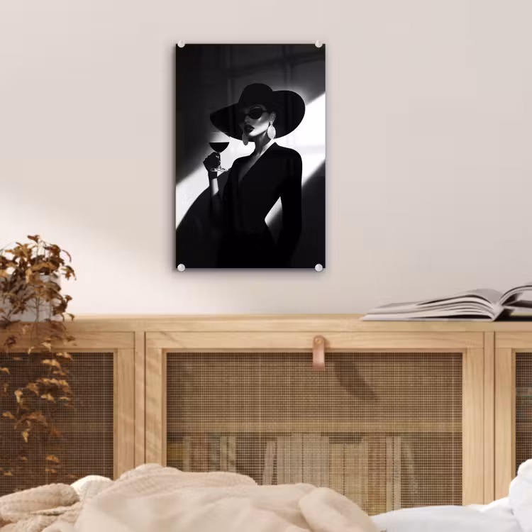 Glas schilderij - Vrouw - Wijn - Chic — 5