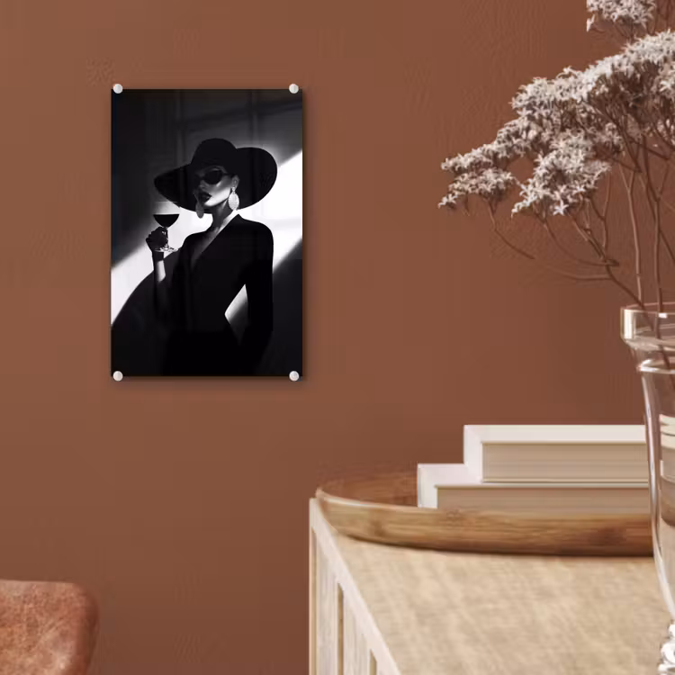 Glas schilderij - Vrouw - Wijn - Chic — 6